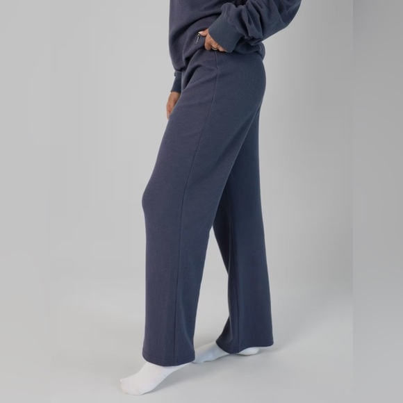 Comfrt Pants - COMFT Women's Waffle Stone Blue (L) Lounge Relaxed Sweatpants NWT